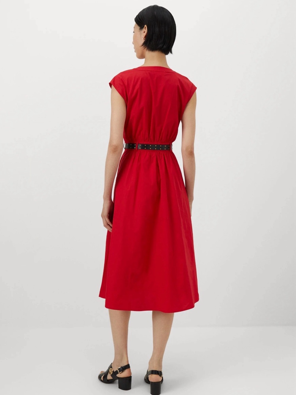Michael Kors Optic Orange Belted Pleated Dress NWT Size Large - Picture 7 of 12